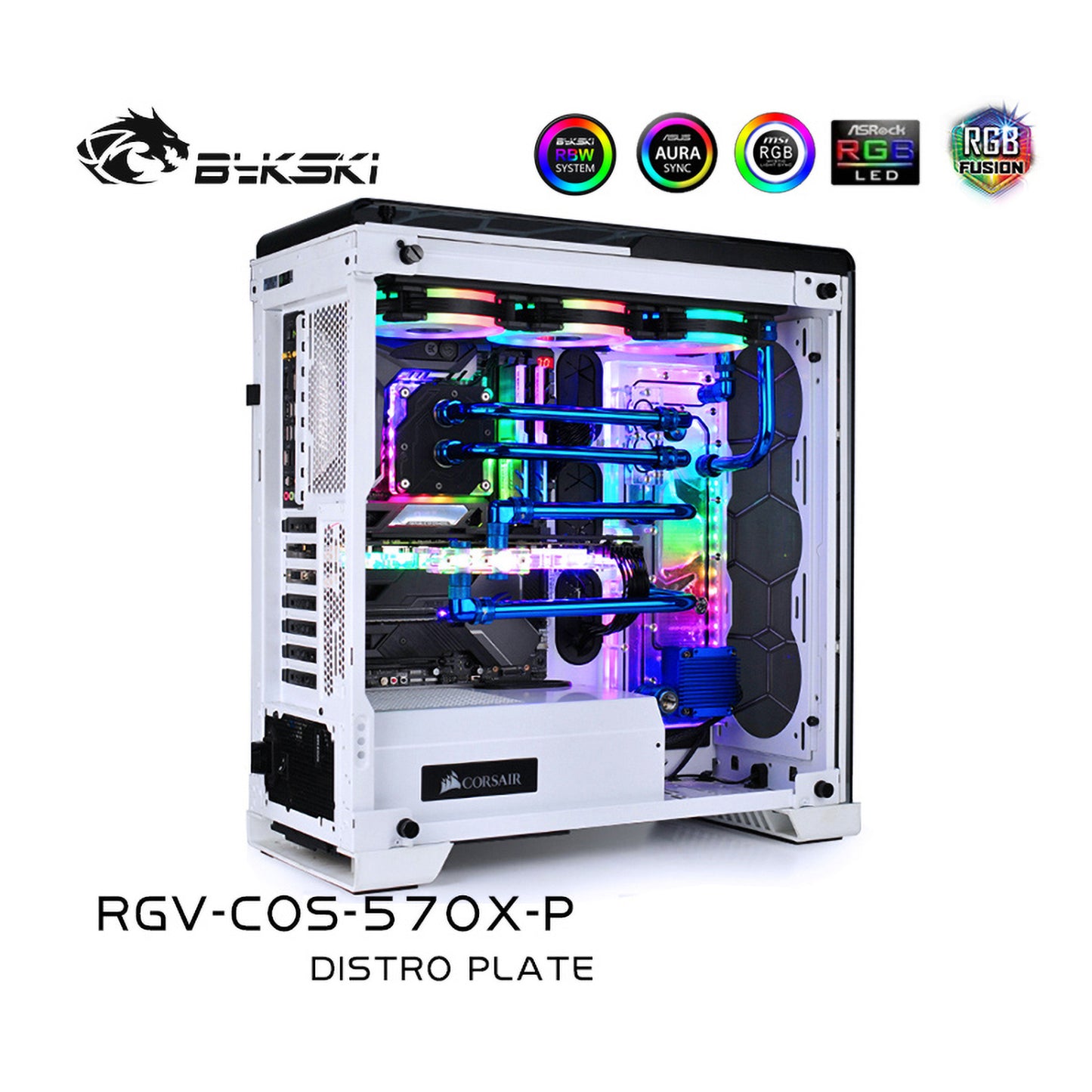 Plaque de distribution Bykski pour boîtier Corsair 570X, pompe DDC combinée de carte de voie navigable acrylique, 5V A-RGB, RGV-COS-570X-P