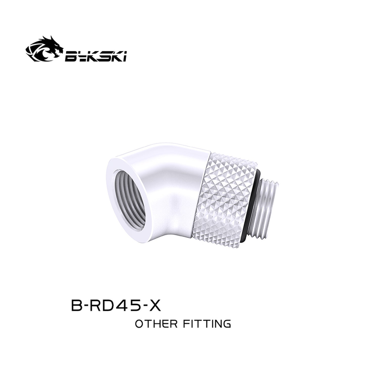 Bykski 45° Rotary Fitting, 45 Degree Adapter With One-side Rotatable Connector, G1/4" Elbow Water Cooling Fitting, B-RD45-X