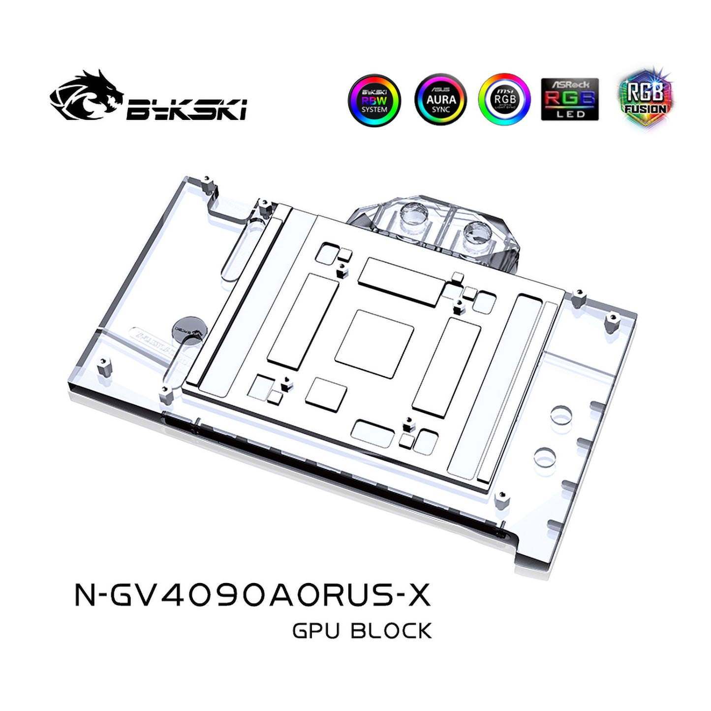 Bykski GPU Water Block pour Gigabyte Aorus RTX 4090 Master 24G / Gaming OC 24G, couverture complète avec plaque arrière refroidisseur de refroidissement par eau PC, N-GV4090AORUS-X