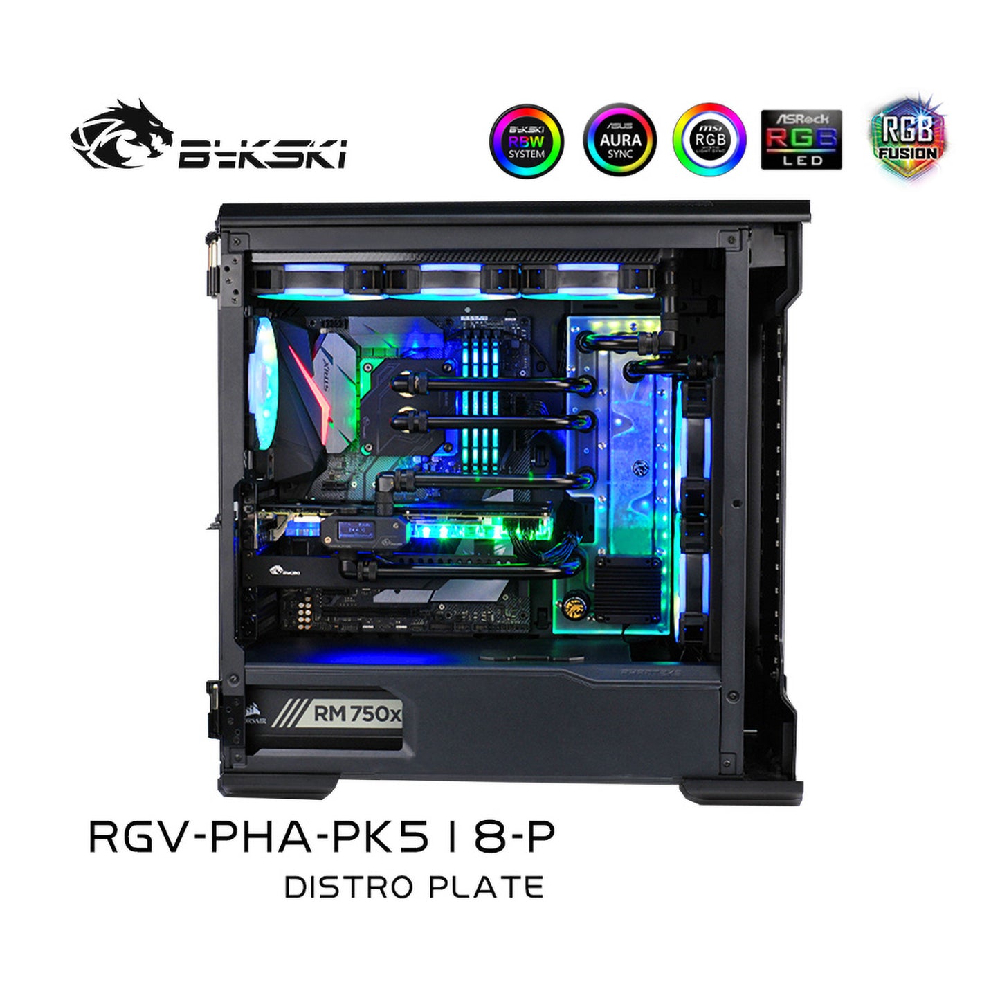Bykski Distro Plate For Phanteks PK518/600S P500/600A Case, Acrylic Waterway Board Combo DDC Pump, 5V A-RGB, RGV-PHA-PK518-P