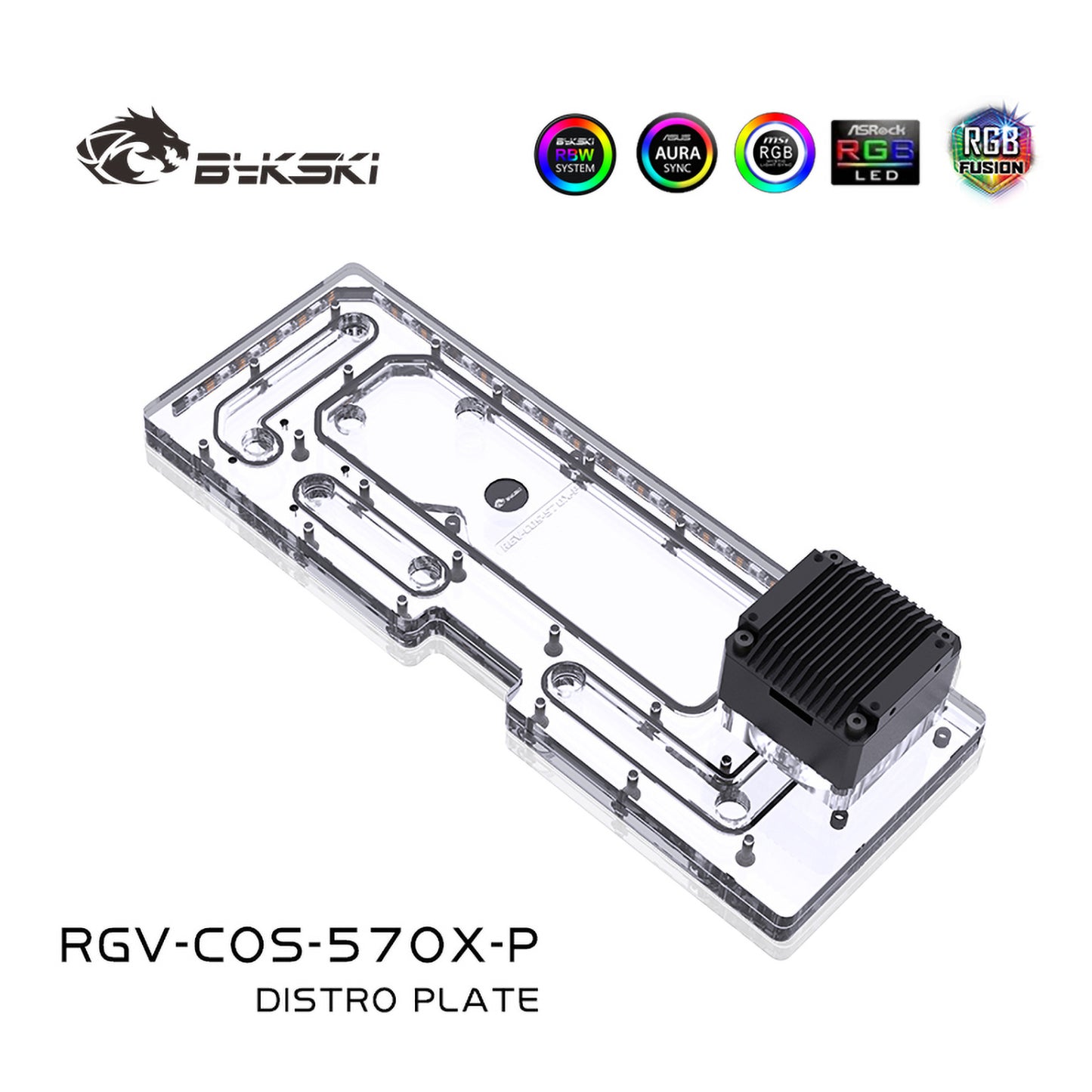 Bykski Distro Plate Kit pour boîtier CORAIR 570X, boucle complète 5V A-RGB pour la construction d'un seul GPU PC, carte de voie navigable de refroidissement par eau, RGV-COS-570X-P