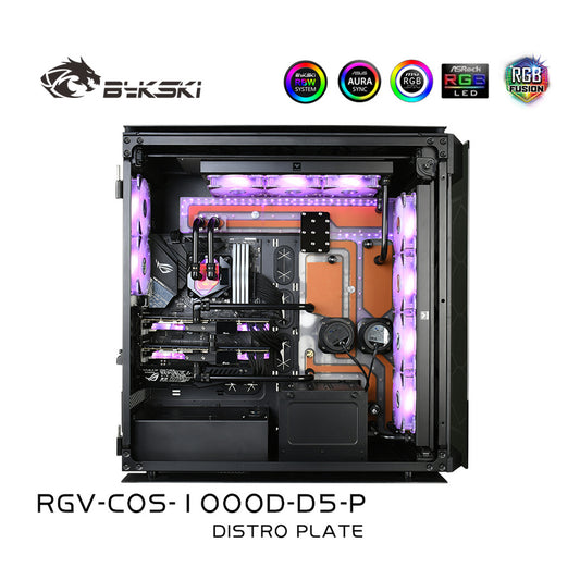 Bykski Distro Plate Kit For Corsair 1000D Case, 5V A-RGB Complete Loop For Single GPU PC Building, Water | Distro Plate