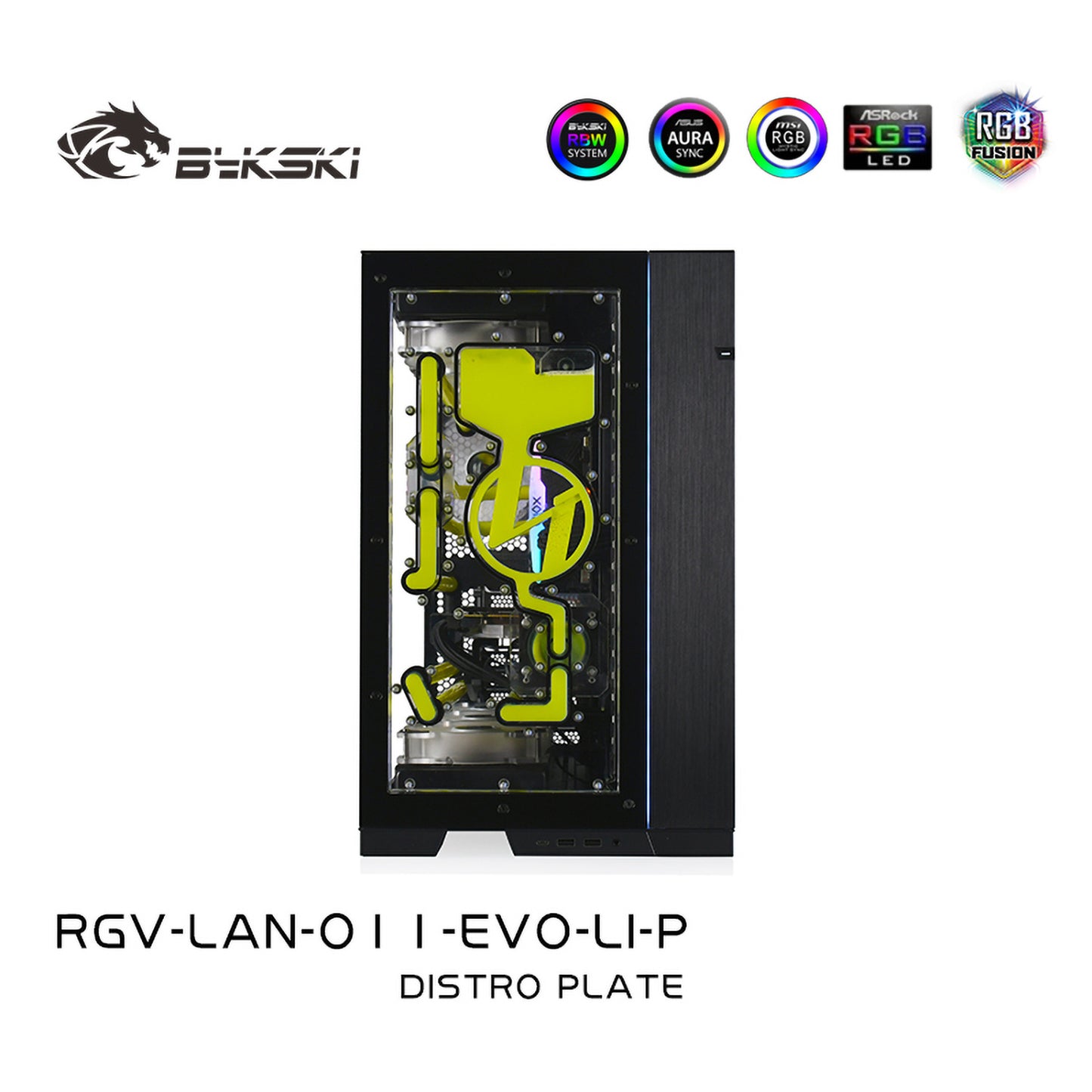 Bykski Front Panel Distro Plate Kit For Lian Li O11 EVO Case, 5V A-RGB Complete Loop For Single GPU PC Building, Water Cooling Waterway Board, RGV-LAN-O11-EVO-LI-P