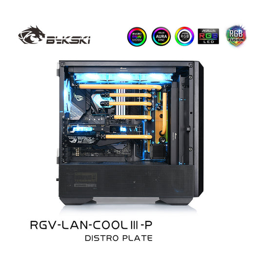 Bykski Distro Plate Kit For Lian Li Cool III Case, 5V A-RGB Complete Loop For Single GPU PC Building, Water | Distro Plate