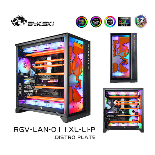 Bykski Front Panel Distro Plate Kit For Lian Li O11 XL Case, 5V A-RGB Complete Loop For Single GPU PC | Distro Plate