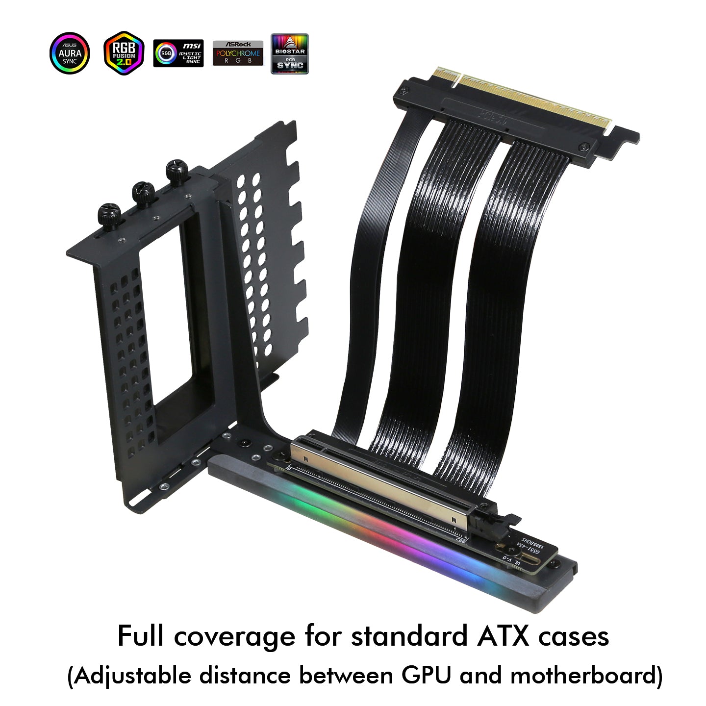 Formulamod GPU Vertical Mounting Bracket Kit , PCIe 5.0 X16 Riser Cable 150mm , Graphics Card Steering Mounting Bracket，Fm-XKCZTZ-5.0-ARGB