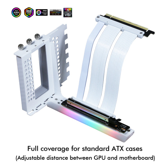 Formulamod GPU Vertical Mounting Bracket Kit , PCIe 5.0 X16 Riser Cable 150mm , Graphics Card Steering Mounting Bracket，Fm-XKCZTZ-5.0-ARGB