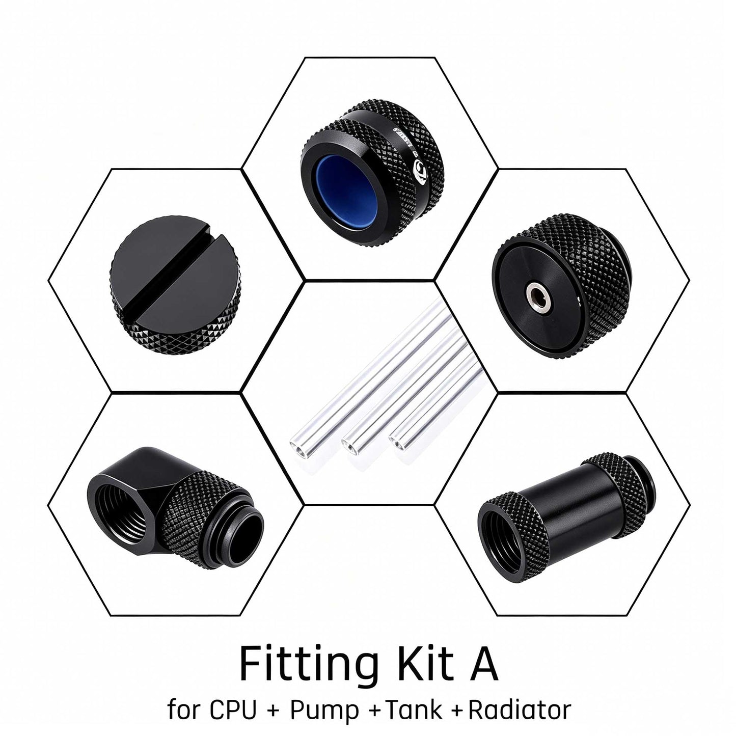 Bykski Hard Tube Fitting Kit For OD14mm Hard Tube, Acrylic Transparent Hard Tube, For Computer Water Cooling CPU GPU Loop, HTFK