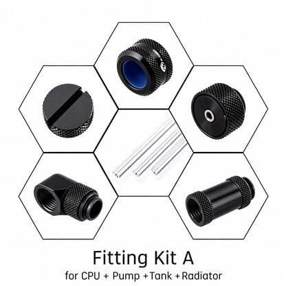 Bykski Hard Tube Fitting Kit For OD14mm Hard Tube, Acrylic Transparent Hard Tube, For Computer Water Cooling CPU GPU Loop, HTFK