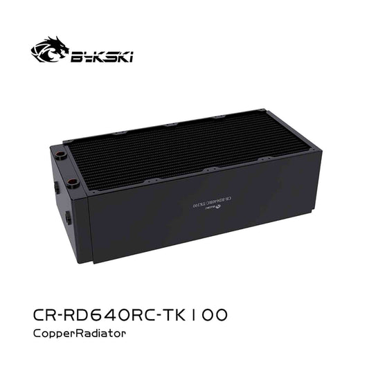 Bykski copper radiator high performance heat exchanger condenser 100mm thick fan cooler supports 70/105/180/265/330/460CFM components, CR-RD640RC-TK100