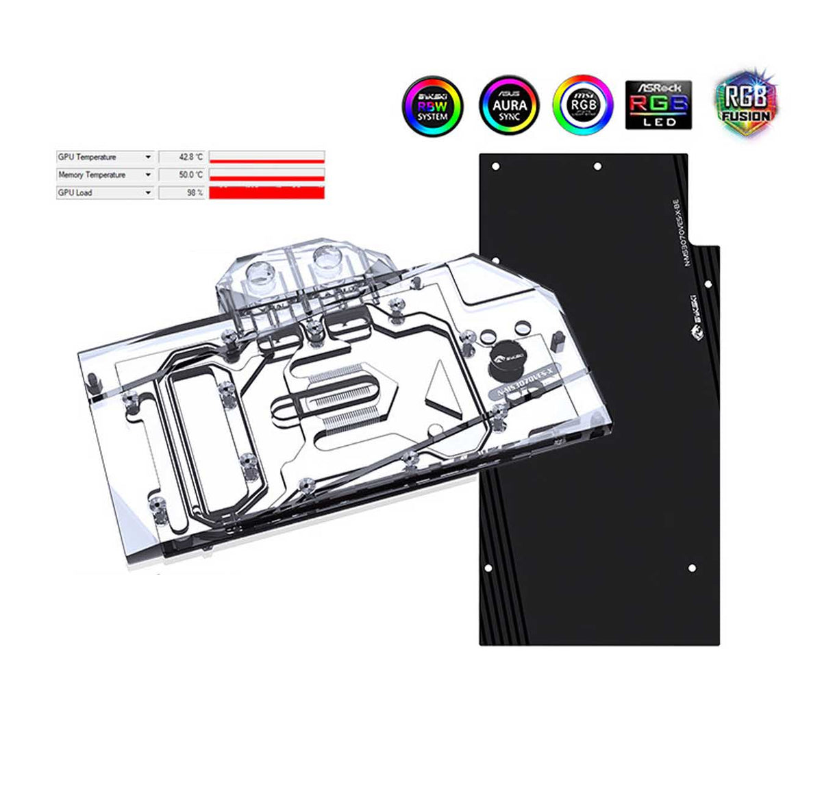 Bykski 3070 GPU bloc de refroidissement par eau pour MSI GeForce RTX 3070 VENTU, système de refroidissement liquide de carte graphique, N-MS3070VES-X 