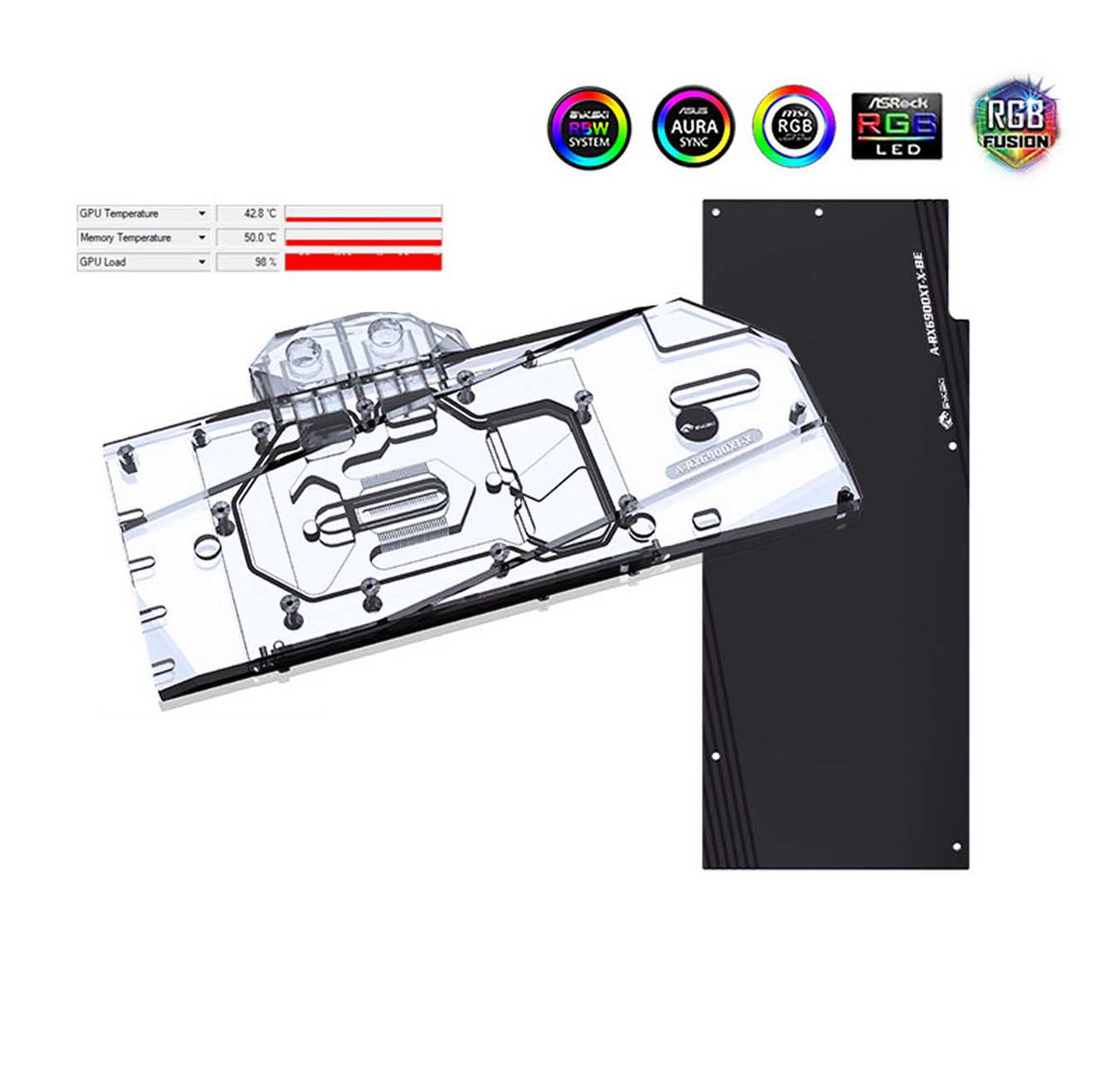 Bykski GPU Water Cooling Block, Full Cover Cooler For AMD RX 6900/6800XT/6800 Founder Edition, Yeston Lenovo 6800 XT, A-RX6900XT-X
