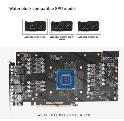 Barrow 3070 GPU Water Block For ASUS DUAL 3070, Full Cover ARGB GPU Cooler, BS-ASD3070-PA | Water Cooling Block