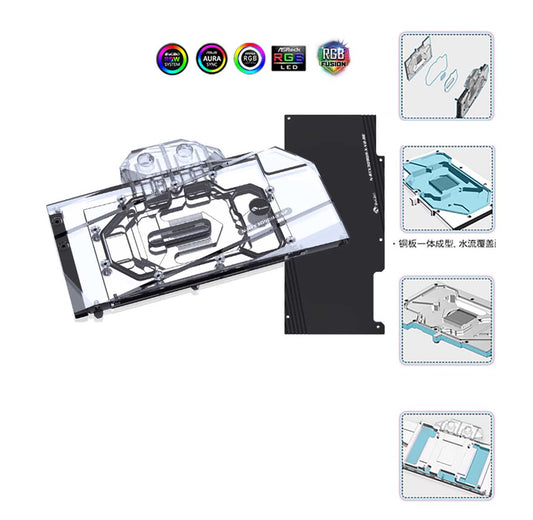Bykski GPU Water Cooling Block For RTX 3090/3080 Reference PCB, For GALAXY Palit KFA2 Maxsun Leadtek Gainward, N-RTX3090H-X-V2