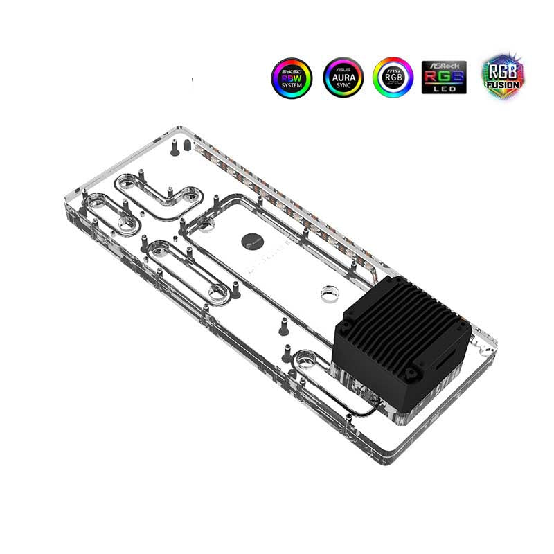 Plaque de distribution Bykski pour boîtier Lian Li Cool III, pompe DDC combinée de carte de voie navigable acrylique, 5 V A-RGB, RGV-LAN-COOLIII-P 