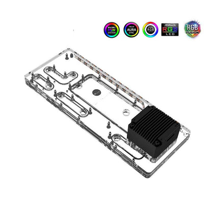 Plaque de distribution Bykski pour boîtier Lian Li Cool III, pompe DDC combinée de carte de voie navigable acrylique, 5 V A-RGB, RGV-LAN-COOLIII-P 