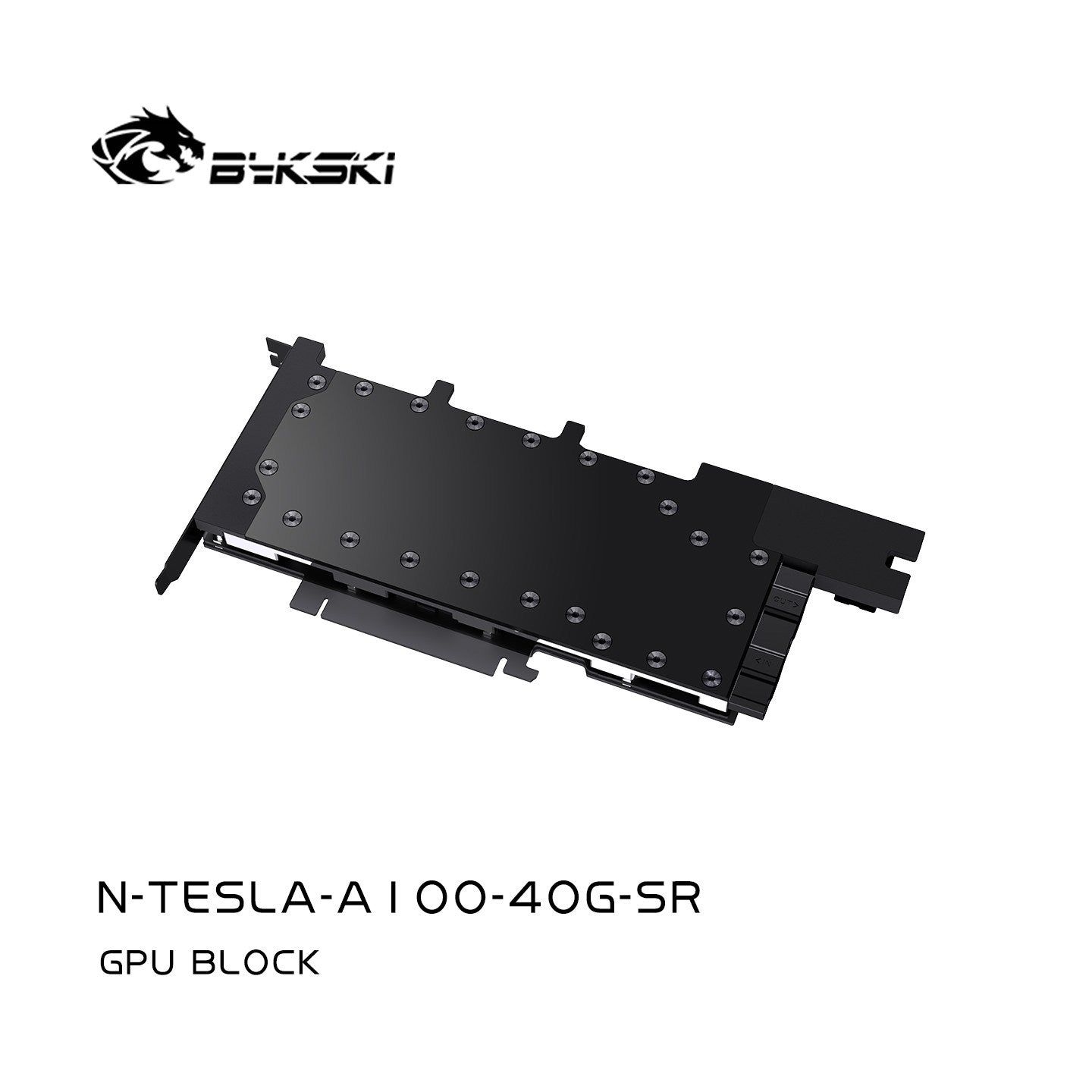 Bykski N-TESLA-A100-40G-SR Graphics Card Water Block: All-metal structure, TESLAA100 40GB, no LED backplate.