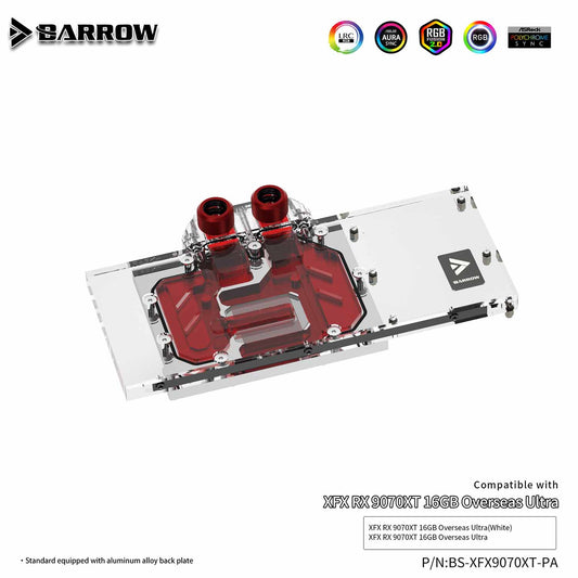 FormulaMod Barrow RX 9070XT full-cover GPU waterblock — silent local AI workload cooling (view 2)