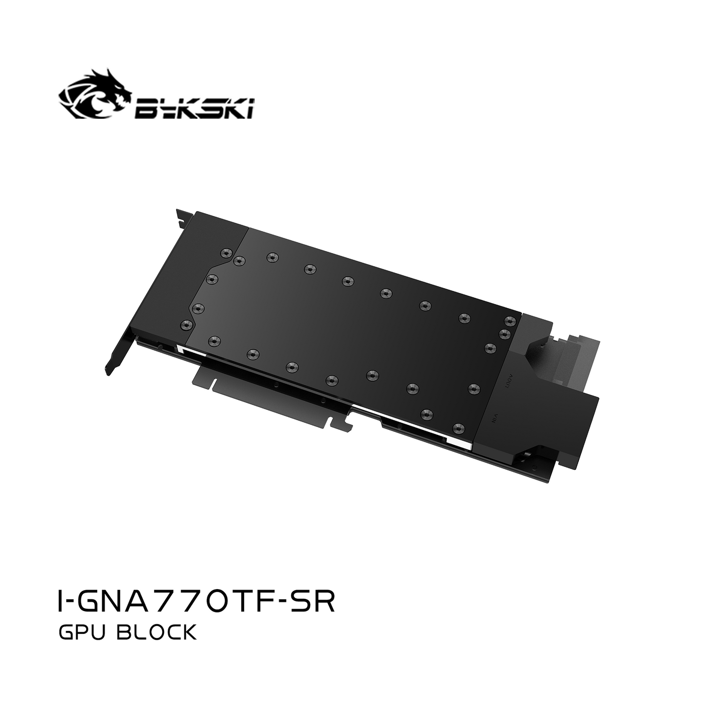 Bykski I-GNA700TF-SR graphics card water block with all-metal construction, designed for Intel A770 16G Card graphics cards.
