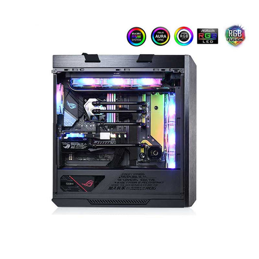 Bykski Distro Plate Kit For ASUS ROG Strix Helios Case, 5V A-RGB Complete Loop For Single GPU PC Building, Water Cooling Waterway Board, RGV-AS-STRIXHS-P-V2