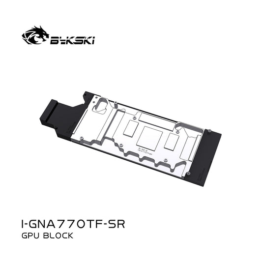 Bykski I-GNA700TF-SR graphics card water block with all-metal construction, designed for Intel A770 16G Card graphics cards.