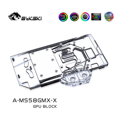 Bykski A-MS58GMX-X, bloc de refroidissement par eau de carte graphique à couverture complète pour MSI RX580 Armor