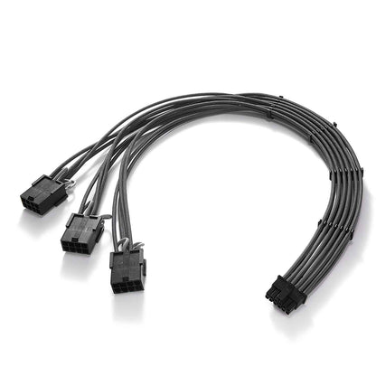 16AWG 12VHPWR,17.7inch PCI-e 5.0 16pin(12+4) Cable To 3X8-Pin Male To Female,12+4pin For RTX 3090Ti/4070Ti/4080/4090 With Combs，Single Cable
