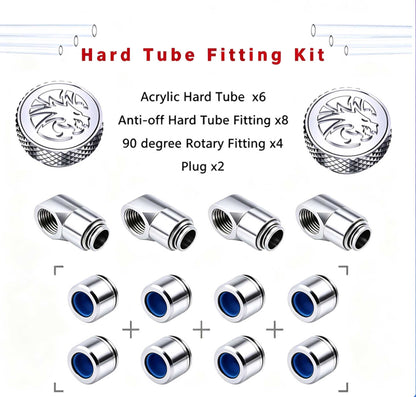 Bykski Hard Tube Pipe Fitting Kit Set, Acrylic tube OD 12/14/16MM 90 degree Anti off Tube fitting For PC Water Cooling, BY-HTK
