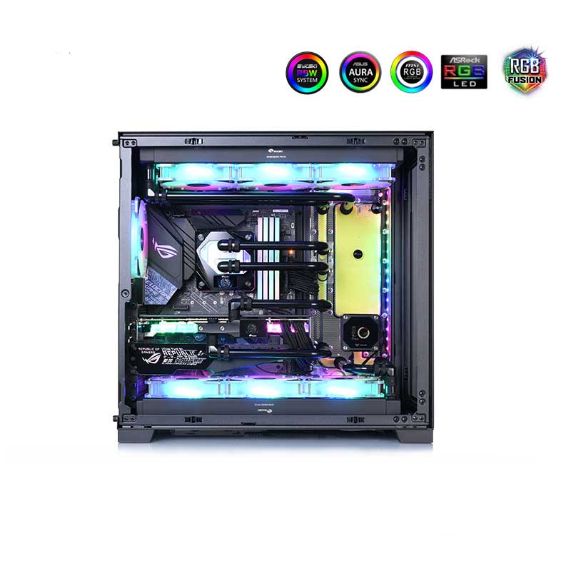 Bykski Distro Plate Kit For Lian Li O11 EVO Case, 5V A-RGB Complete Loop For Single GPU PC Building, Water Cooling Waterway Board, RGV-LAN-O11-EVO-P