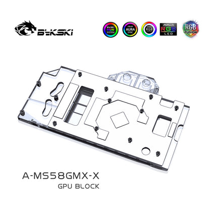 Bykski A-MS58GMX-X, bloc de refroidissement par eau de carte graphique à couverture complète pour MSI RX580 Armor
