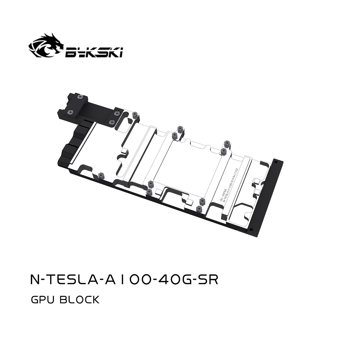 Bykski N-TESLA-A100-40G-SR Graphics Card Water Block: All-metal structure, TESLAA100 40GB, no LED backplate.