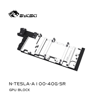 Bykski N-TESLA-A100-40G-SR Graphics Card Water Block: All-metal structure, TESLAA100 40GB, no LED backplate.