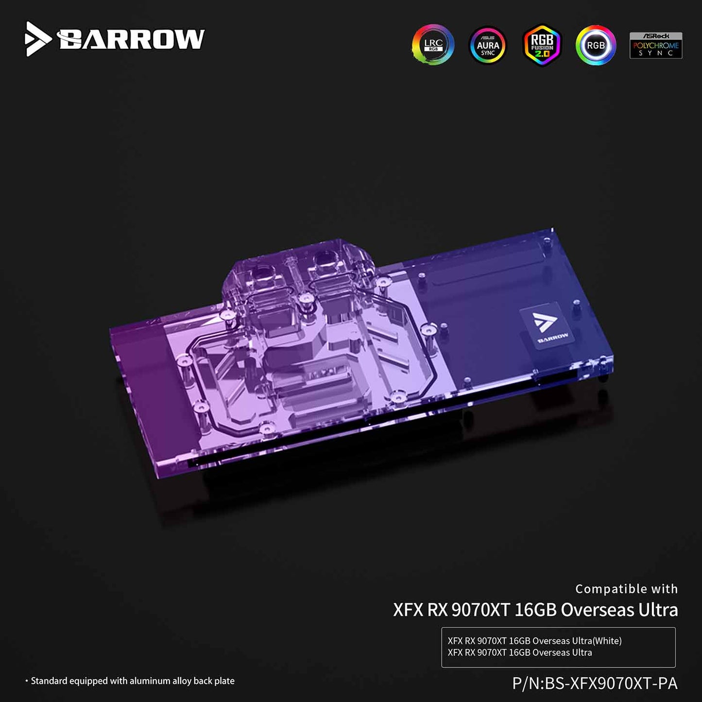 FormulaMod Barrow RX 9070XT full-cover GPU waterblock — silent local AI workload cooling (view 4)