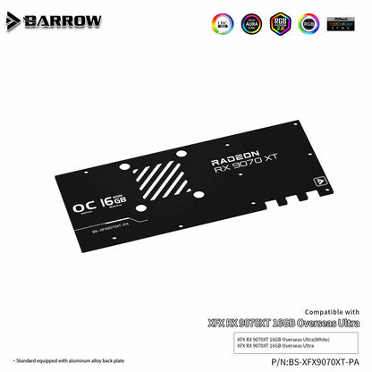 FormulaMod Barrow RX 9070XT full-cover GPU waterblock — silent local AI workload cooling (view 5)