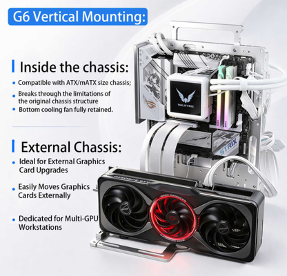External GPU vertical mounting bracket, fully compatible with 5090 and 40 series graphics cards, PCIe 5.0 graphics card extension cable.