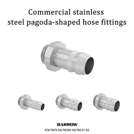 Barrow Commercial 304 Stainless Steel High-Pressure Resistant Pagoda Connector Flexible Hoses for Water Cooling/Liquid Cooling TB76-SS