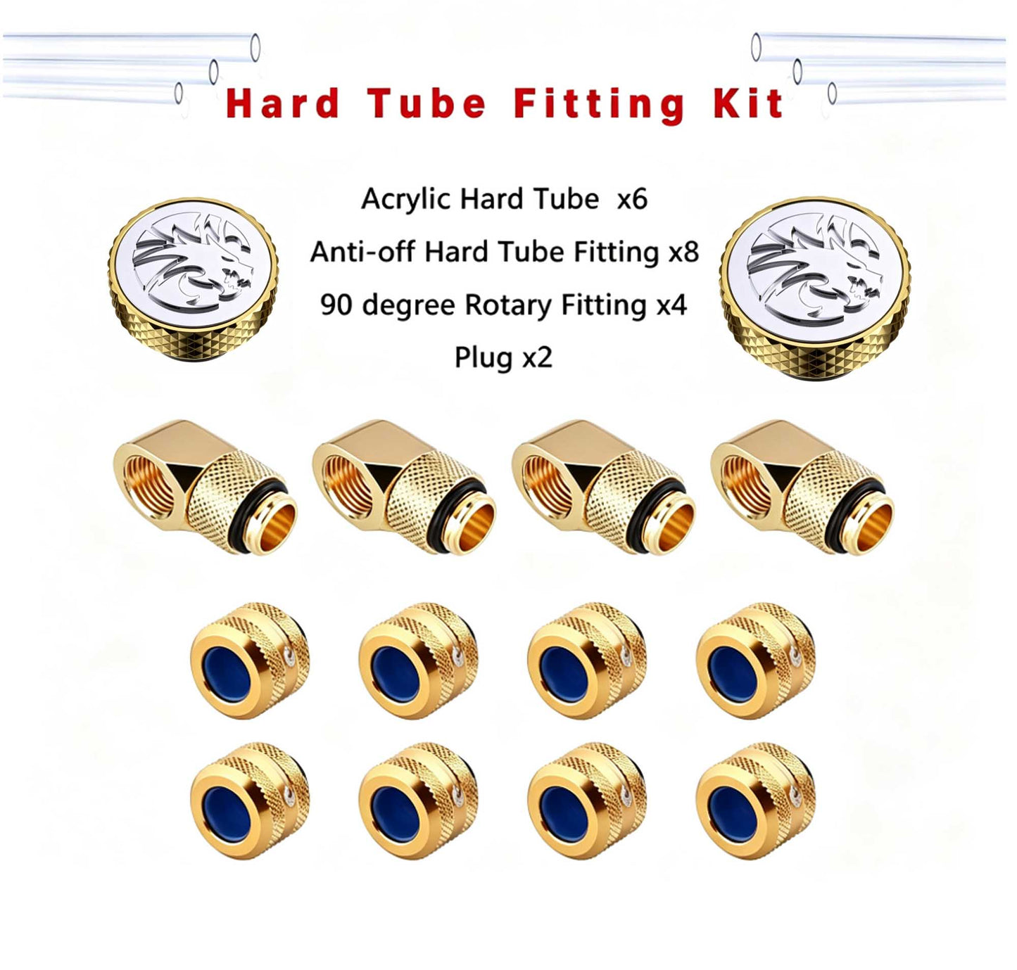 Bykski Hard Tube Pipe Fitting Kit Set, Acrylic tube OD 12/14/16MM 90 degree Anti off Tube fitting For PC Water Cooling, BY-HTK