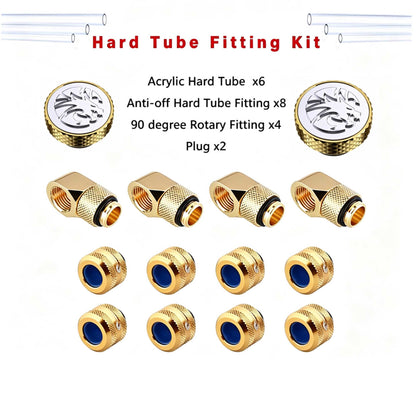 Bykski Hard Tube Pipe Fitting Kit Set, Acrylic tube OD 12/14/16MM 90 degree Anti off Tube fitting For PC Water Cooling, BY-HTK