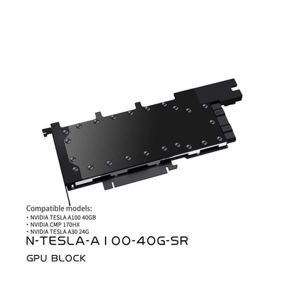 Bykski N-TESLA-A100-40G-SR Graphics Card Water Block: All-metal structure, TESLAA100 40GB, no LED backplate.