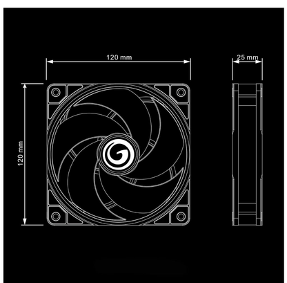 120mm PWM Intelligent Speed Regulation High Wind Pressure Casefan | Black,5 Meniscus Performance Fan Blades Silent Single Fan (with 4 Small 4pin Male and Female Tandem Heads)