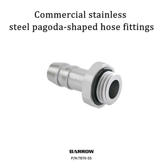 Barrow Commercial 304 Stainless Steel High-Pressure Resistant Pagoda Connector Flexible Hoses for Water Cooling/Liquid Cooling TB76-SS