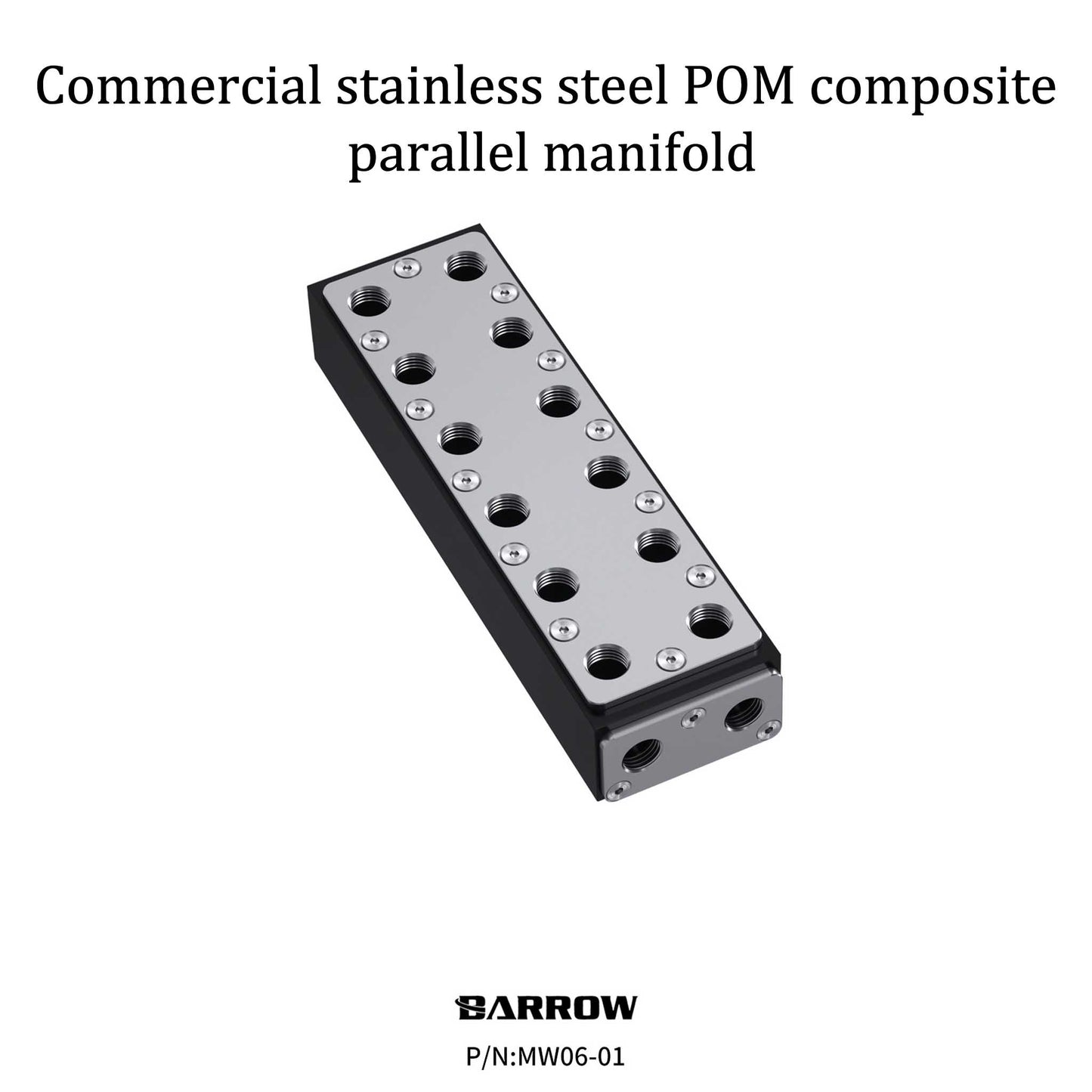 Barrow Stainless Steel Parallel Water Distributor MW06-01 for Small Servers, Multi-GPU Workstations, and Liquid Cooling,MW06-01