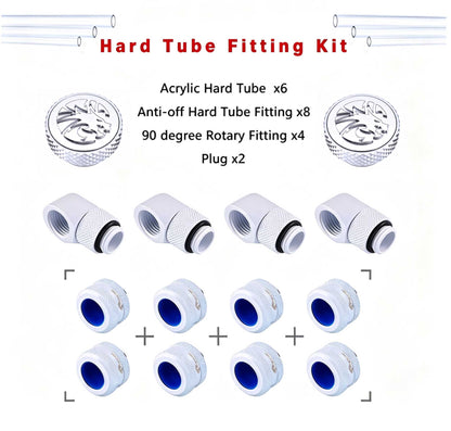 Bykski Hard Tube Pipe Fitting Kit Set, Acrylic tube OD 12/14/16MM 90 degree Anti off Tube fitting For PC Water Cooling, BY-HTK