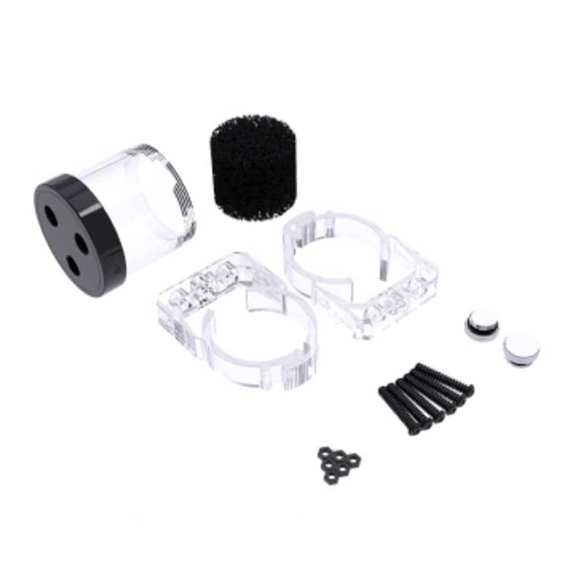Bykski Depósitos cilíndricos de 60 mm, tanque de agua de cuerpo acrílico de cubierta única de aleación de aluminio negra, para refrigeración por agua de PC, 60/100/150/200, CT-F60-AL-V2