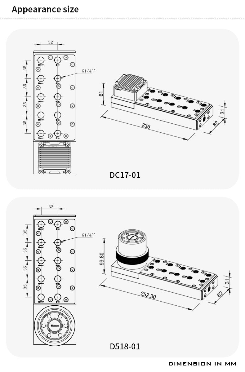 Barrow Stainless Steel Integrated Water Pump Distributor for Small Servers with Multi-GPU Configurations DC17-01