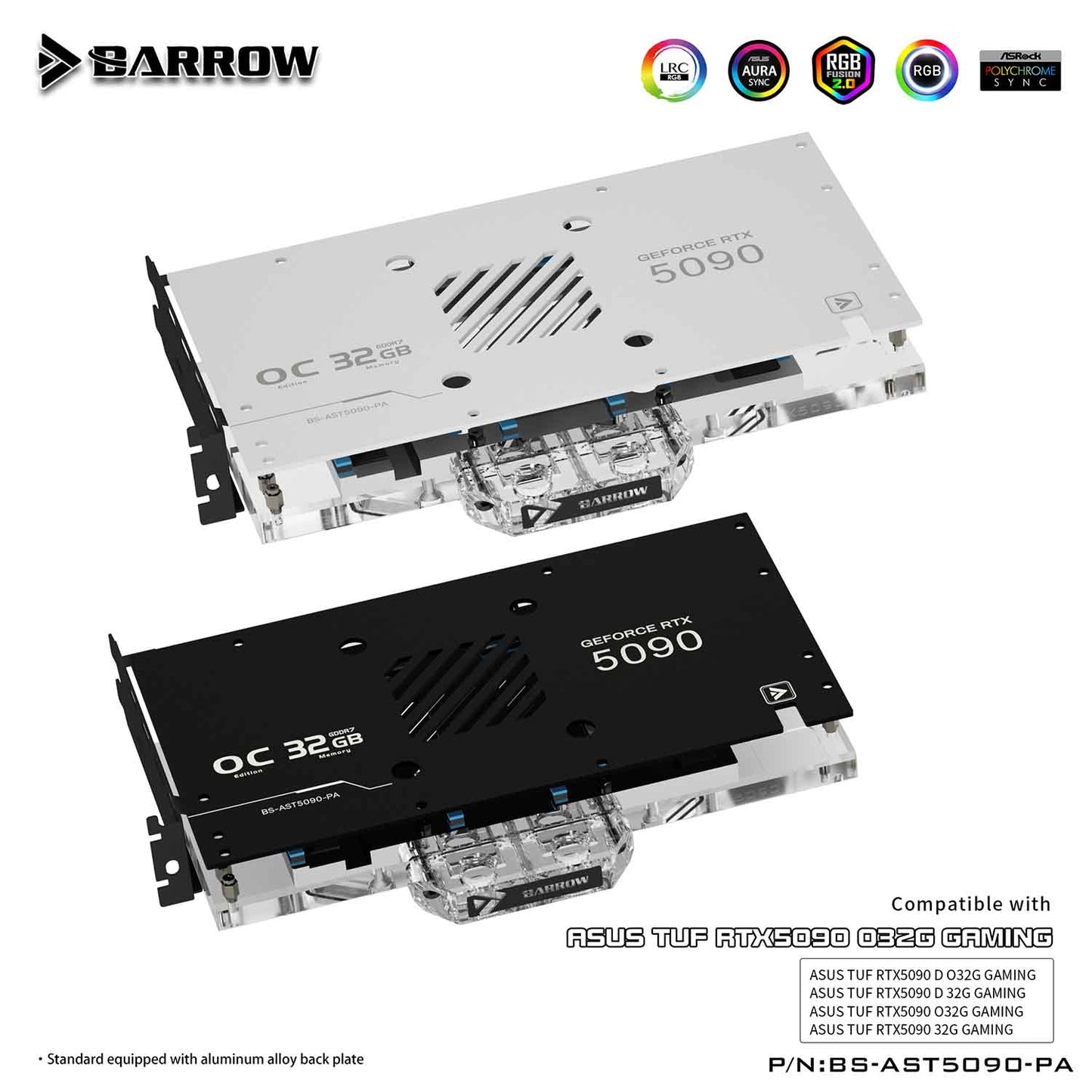 Barrow 5090 GPU Block Full Cover Graphics Card Water Cooling Blocks, For ASUS TUF RTX5090,  BS-AST5090-PA