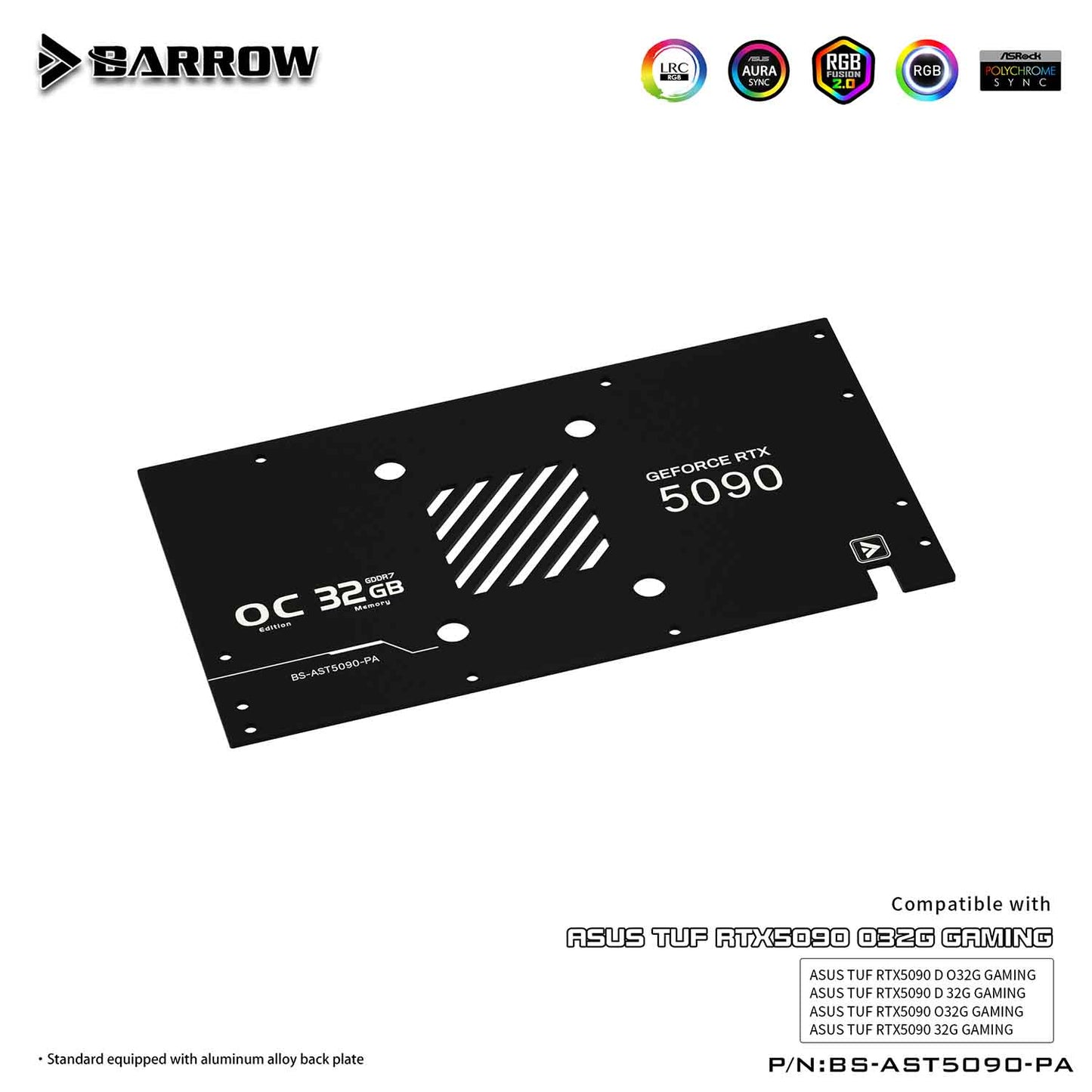Barrow 5090 GPU Block Full Cover Graphics Card Water Cooling Blocks, For ASUS TUF RTX5090,  BS-AST5090-PA