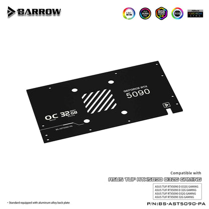 Barrow 5090 GPU Block Full Cover Graphics Card Water Cooling Blocks, For ASUS TUF RTX5090,  BS-AST5090-PA