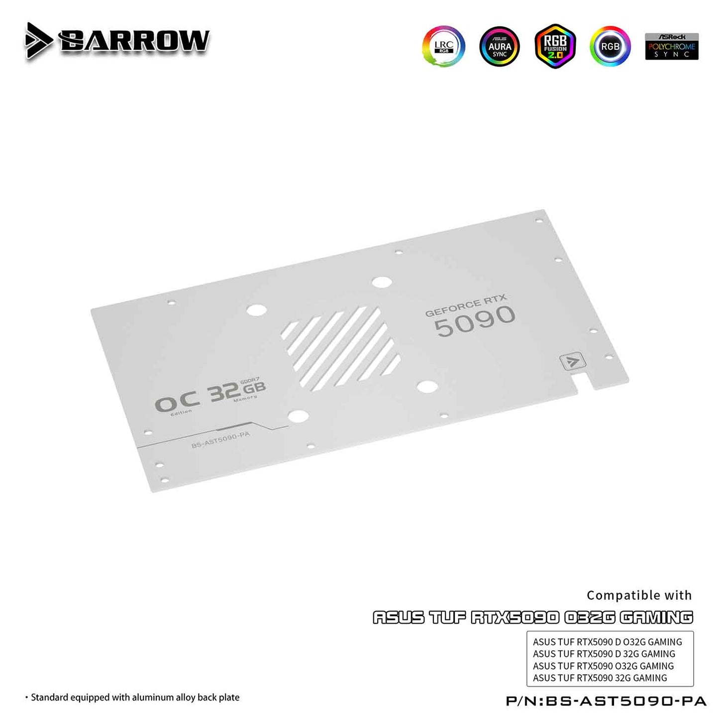 Barrow 5090 GPU Block Full Cover Graphics Card Water Cooling Blocks, For ASUS TUF RTX5090,  BS-AST5090-PA