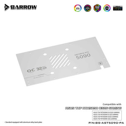 Barrow 5090 GPU Block Full Cover Graphics Card Water Cooling Blocks, For ASUS TUF RTX5090,  BS-AST5090-PA